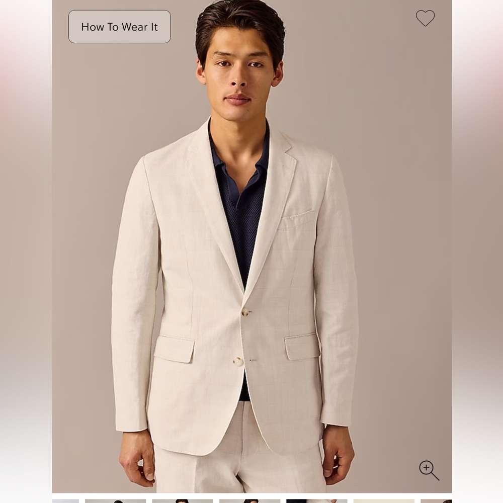JCrew Ludliw slim fit unstructured jacket in Irish cotton linen blend. Sz 38R